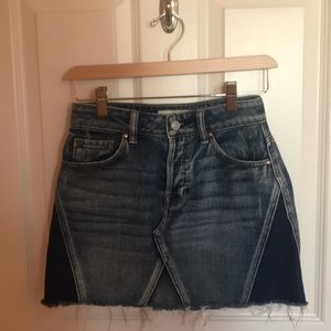 Pacsun color block distressed denim skirt!